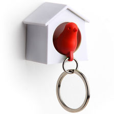 Qualy Mini Sparrow Держатель+брелок для ключей красный