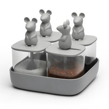 Qualy Набор банок для сыпучих продуктов lucky mouse seasoning, 4 шт